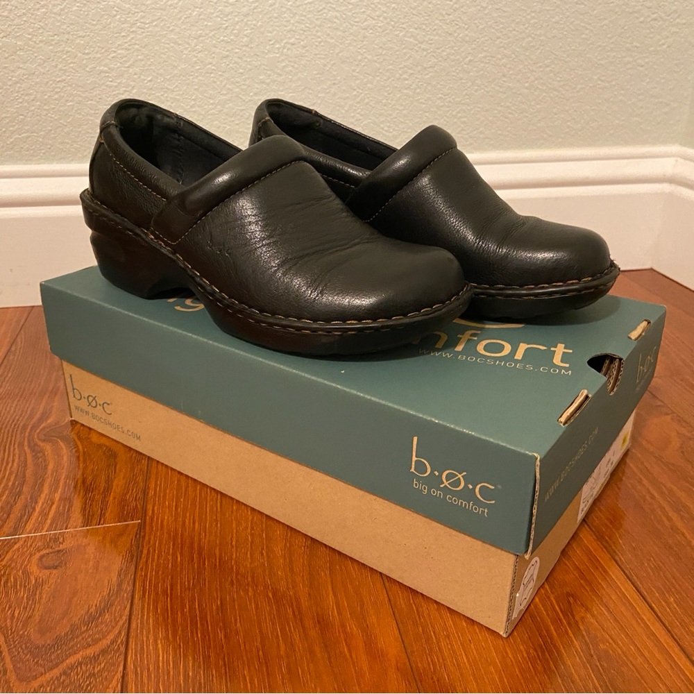 BOC Peggy Leather Black Clogs Size 8